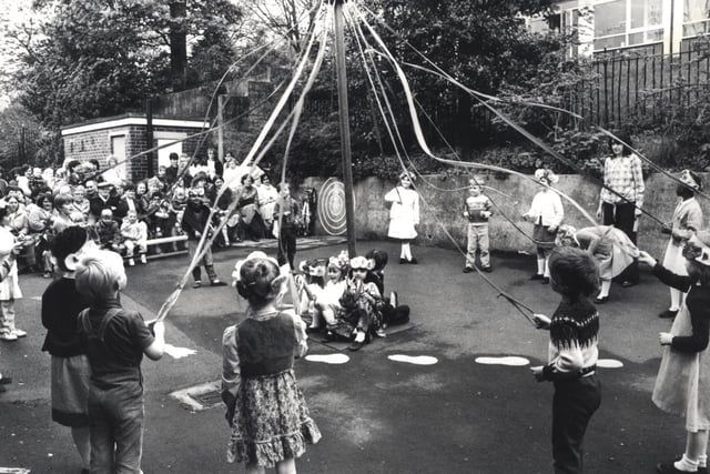 Maypole Dancing at Hucklow Road School, Firth Park, May 1983