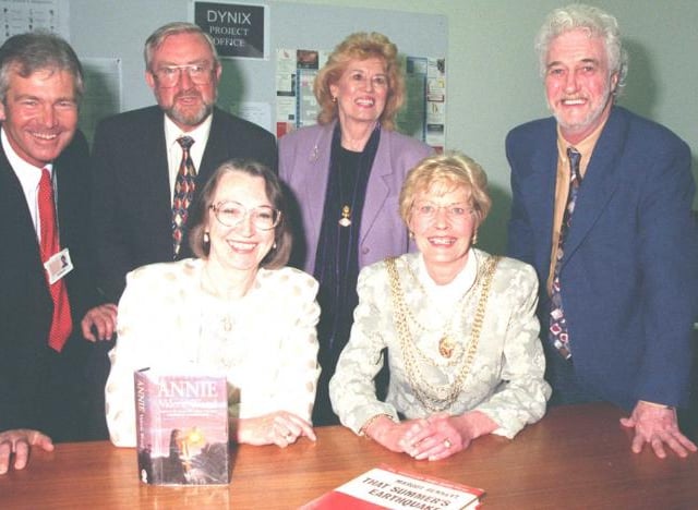 Library staff and counil members celebrating the Year of Reading at the Doncaster Central Library in 1999.
