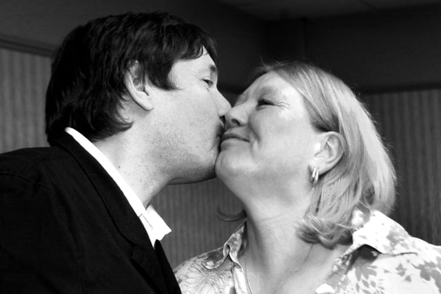 Barnsley postie Jean Farmery had a special delivery backstage for Beautiful South frontman Paul Heaton - a kiss. She won a meet and greet competition when his band Beautiful South played Sheffield Arena in December 2004