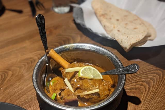 The nihari dish, a perfectly-cooked lamb shank, falling off the bone, but retaining a good texture