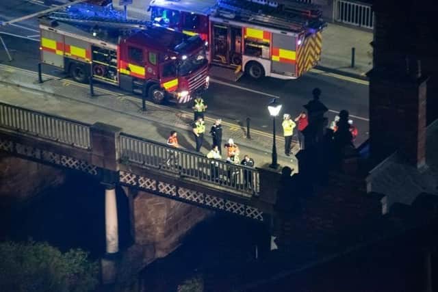 The image of the emergency incident on Lady's Bridge illustrates the number of emergency vehicles that attended the scene.