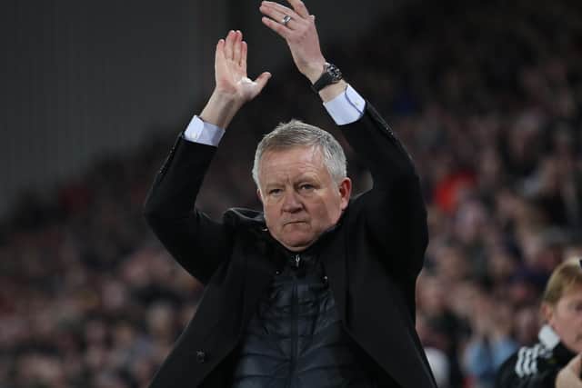 Chris Wilder, manager of Middlesbrough, acknowledges the welcome from Sheffield United fans: Isaac Parkin/ Sportimage