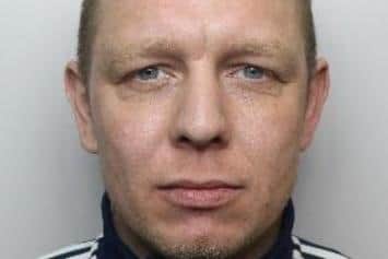 Pictured is Johnathan Ashton, aged 32, of Cedar Close, Stocksbridge, Sheffield, who was sentenced at Sheffield Crown Court to four years and nine months of custody after he admitted two robberies, handling stolen goods and possessing an imitation firearm in a public place.