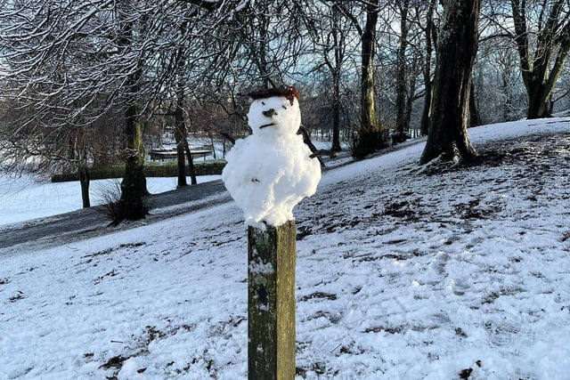 People in Glasgow created this cute miniature snowman.
