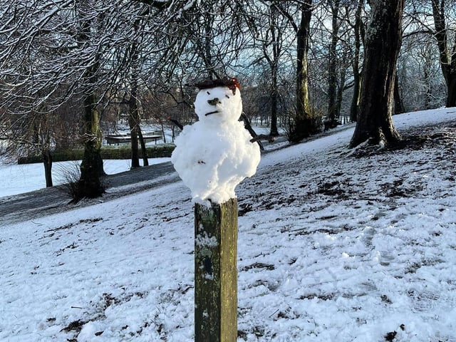 People in Glasgow created this cute miniature snowman.