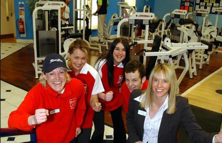 Staff members from Baby's gym Fitness First who ran a 5k for charity in 2005.
