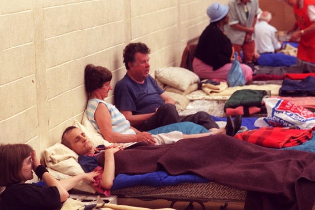 Burngreave bomb evacuees in Earl Marshall Sports Hall in 1996