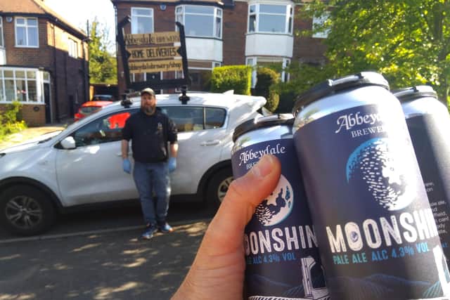 Dan Baxter of Abbeydale Brewery delivers cans of Moonshine.