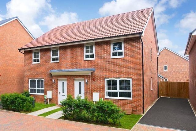 This three bedroom home has a kitchen diner and parking for two cars. Marketed by Barratt Homes, 01623 355851.
