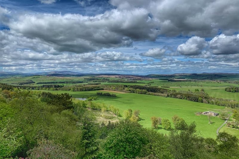 Looking out over the Cheviots from the memorial garden in Hulne Park, Alnwick.