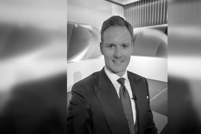 Dan Walker's first photo from the Channel 5 studios as the former BBC Breakfast host prepares to begin his new role as 5 News presenter (pic: Dan Walker/Twitter)
