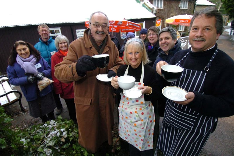 From left, Coun Mike Reynolds, owners May and Alan Young with Friends of Porter Valley celebrate the reopening of Forge Dam Cafe, Fulwood on December 23, 2010