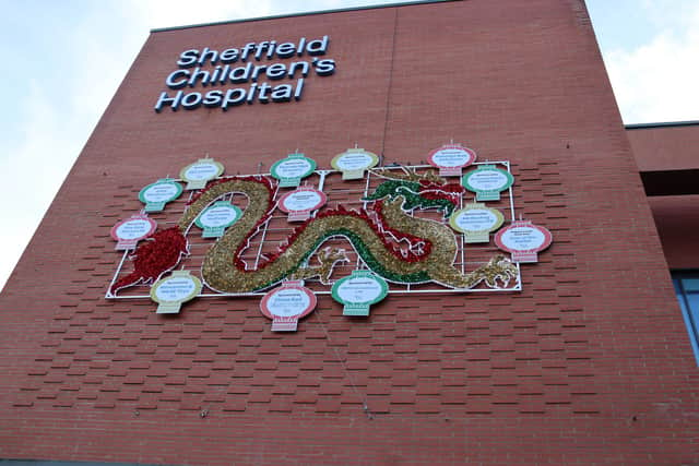 The dragon is on the Outpatients Department at Sheffield Children's Hospital