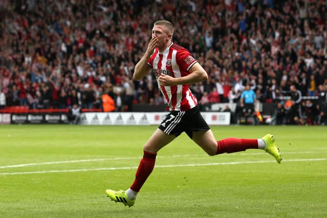 John Lundstram of Sheffield United celebrates after scoring: Jan Kruger/Getty Images