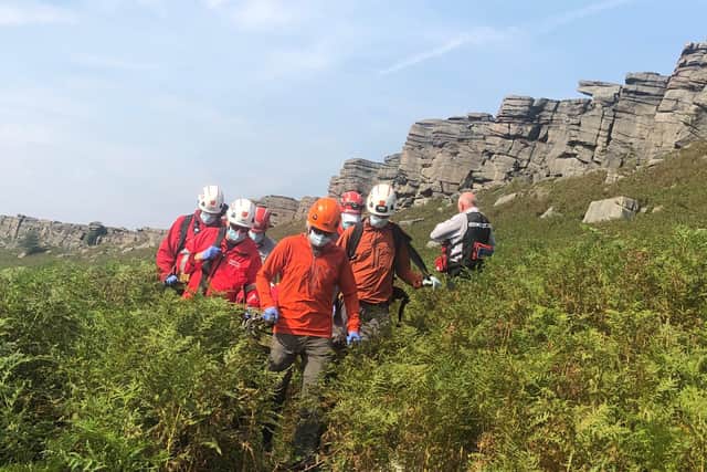 A person fell four metres while climbing in Stanage Edge, the Peak District.