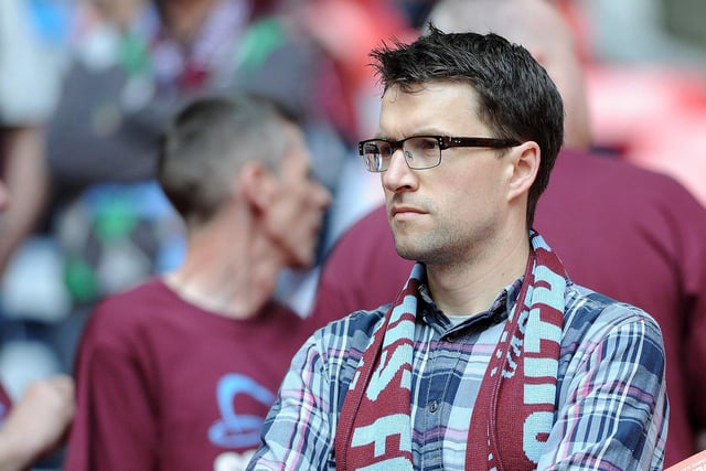A South Shields fan watches his team at Wembley.