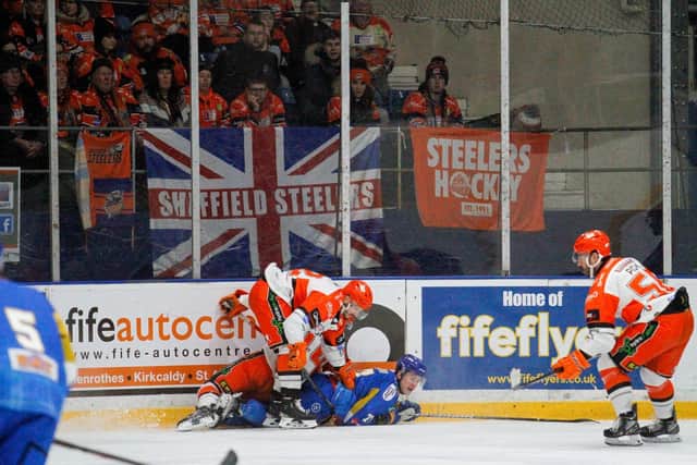 Sheffield Steelers fans get a close up view of the action during their side's win over Fife