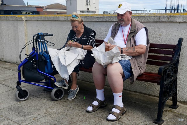 A couple enjoying the glorious weather and good food at Seaton Carew in 2016. Picture by Jane Coltman