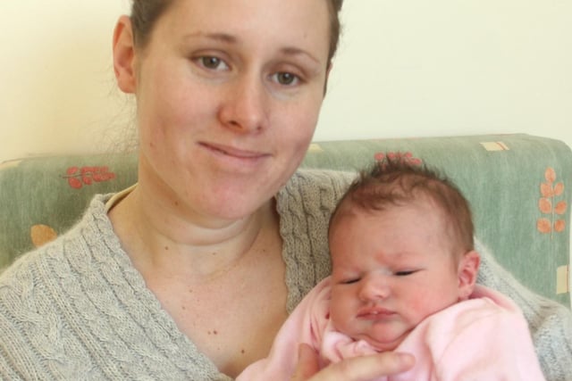Rebecca Taylor, of New Whittington, Chesterfield, with her baby daughter Darcy who was born on New Year's Day in 2009.