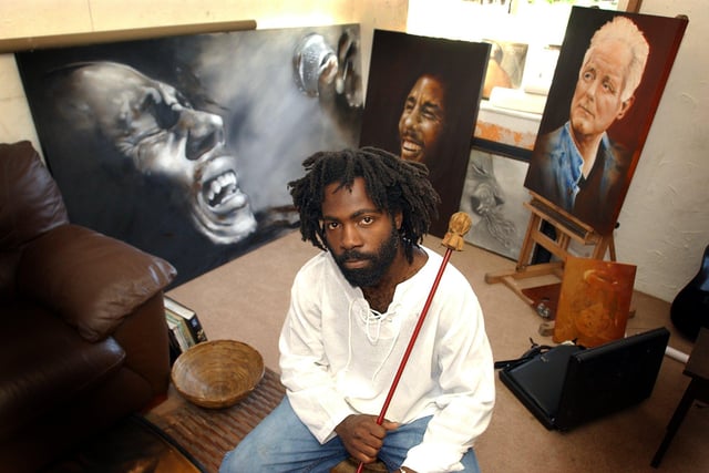 Jamaican born artist Kidane Miriam who won the art in the gardens competition  back in 2004 to paint a portrait of Coronation Street character Les Battersby.