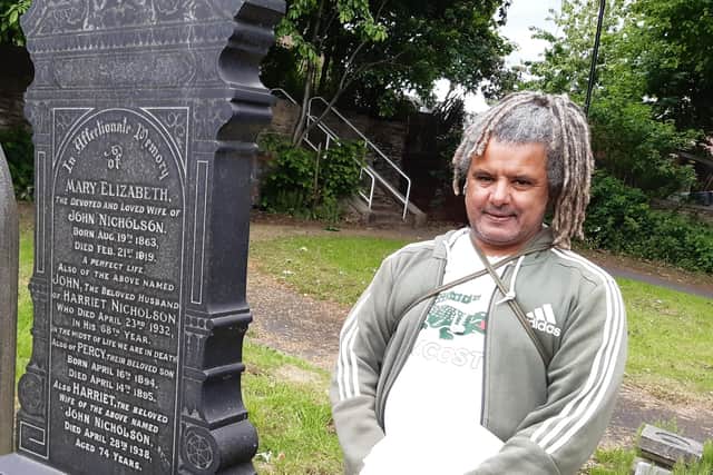 Volunteers at the Friends of Darnall Cemetery want to raise awareness of what Sheffield United legend John Nicholson achieved, and are hoping to work with the club to do that, so that those who visit the cemetery understand who he was. Norman Zide is pictured next to Mr Nicholson's headstone.