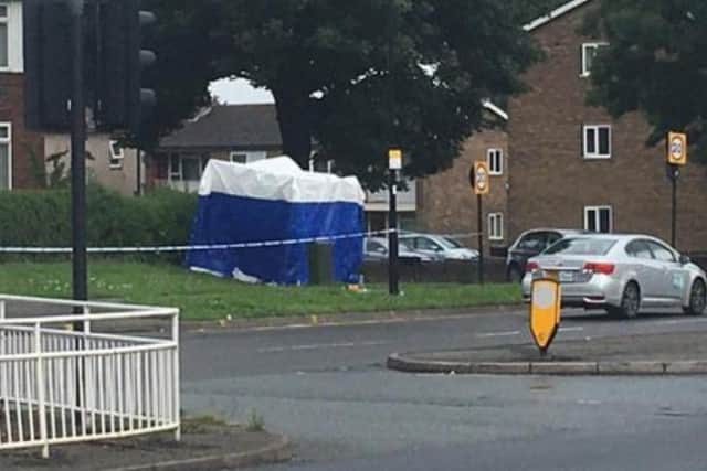 Two people have been interviewed over a stabbing after car crash on Prince of Wales Road, Manor, Sheffield. The scene in pictured.