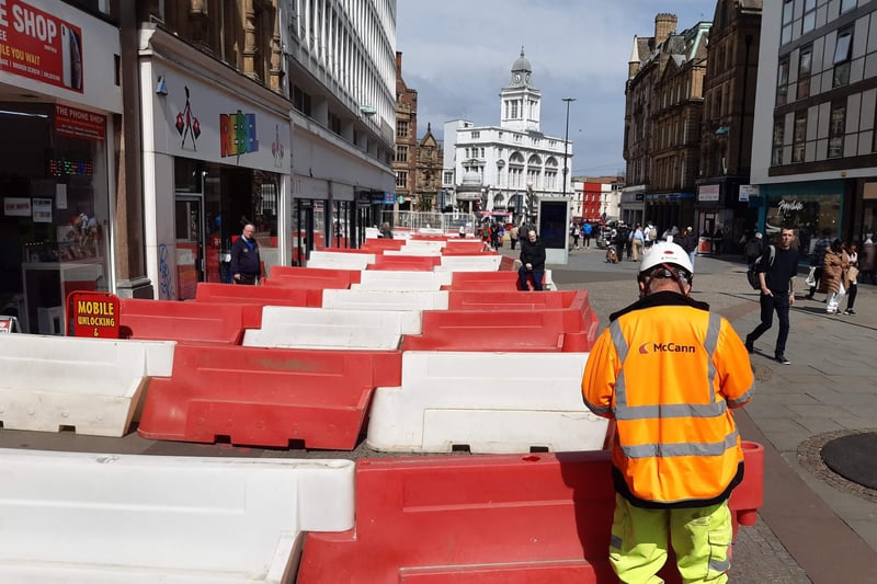 Dozens of red and white barriers appeared on Fargate in May last year.