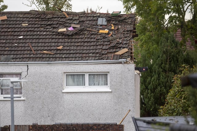 Damage caused by the blast to a property off Kincaidston Drive, Ayr, Scotland.