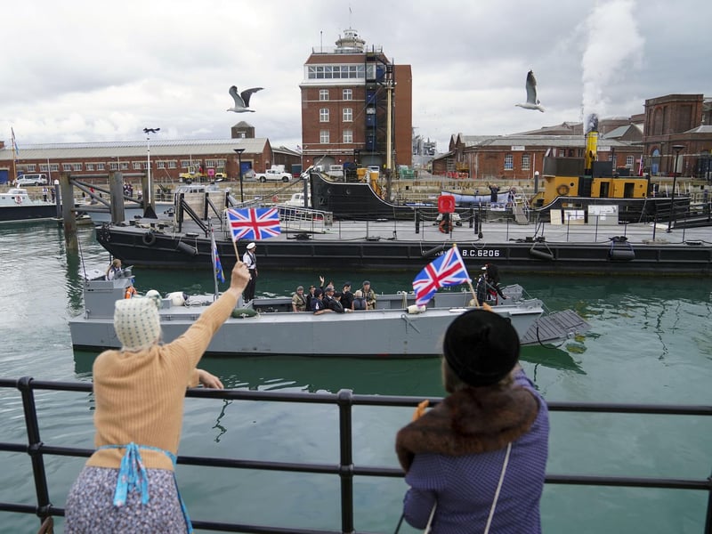 D-Day veterans are welcomed to the Portsmouth Historic Dockyard to commemorate the 77th anniversary of the Normandy Landings. Picture date: Sunday June 6, 2021. Picture: Steve Parsons/PA Wire