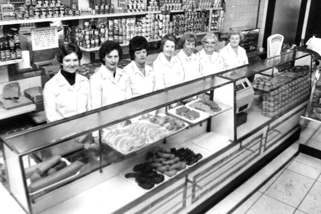 Staff in Dicksons butchers shop in 1976. Is there someone you know in this photo?