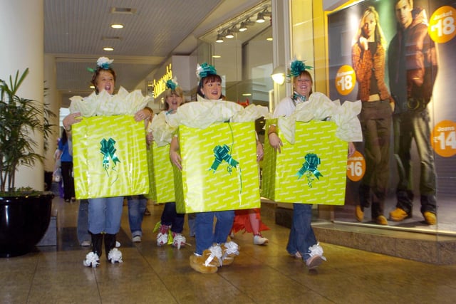 Raising money for Sheffield Children's Hospital with a Fit Feet sponsored walk around the shopping mall back in 2005