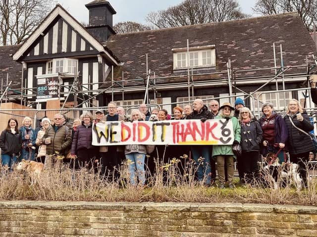 Campaigners celebrating the Rose Garden Cafe partial reopening in December 2022. Sheffield City Council is now aiimng to create a partnership to restore the building. Picture: Andy Kershaw