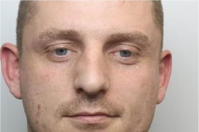 Pictured is Jonathan Osbourne, aged 29, of Hoyle Mill Road, Stairfoot, Barnsley, who was sentenced at Sheffield Crown Court to two-and-a-half years of custody after he pleaded guilty to having an explosive device and to also breaching a restraining order four times and causing criminal damage.