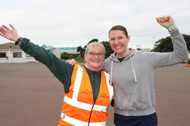 Volunteer Katherine Newell and run enthusiast Laura McKenzie were part of their 350th parkruns at Southsea last weekend. Picture: Stuart Martin (220421-7042)