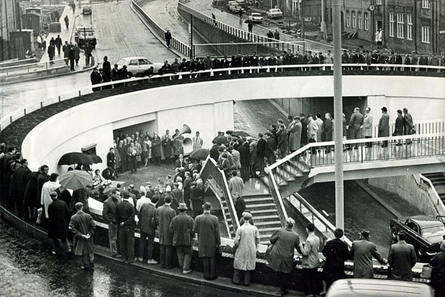 The grand opening of the Furnival Square underpass in October 1968