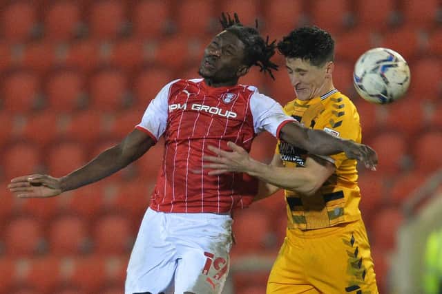 Joshua Kayode scored his first league goal for Rotherham United against AFC Wimbledon on Tuesday (photo: Bruce Rollinson).