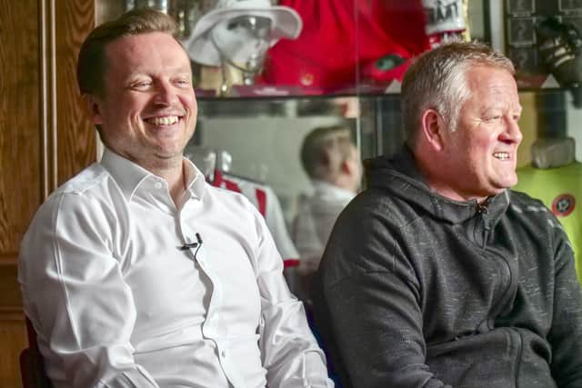 Chris Wilder and United chief executive Steve Bettis in happier times: Scott Merrylees
