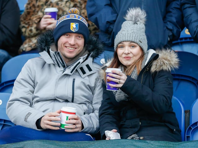 Stags fans at the One Call stadium for the match against Salford City.