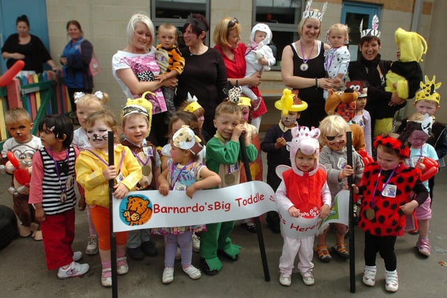 Staff and children at the Early Days Nursery at Valley Road Primary School, Sunderland. Were you pictured taking part in the Barnardo Big Toddle?