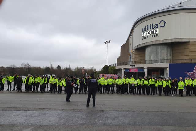 Hundreds of police officers are involved in an operation in Sheffield today. They were briefed about the crime crackdown outside the Utilita Arena  this morning (Photo: Alex Wilkinson)