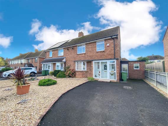 This three bedroom semi-detached house in Foxbury Grove, Portchester, is on the market for £300,000. It is listed by Castles.