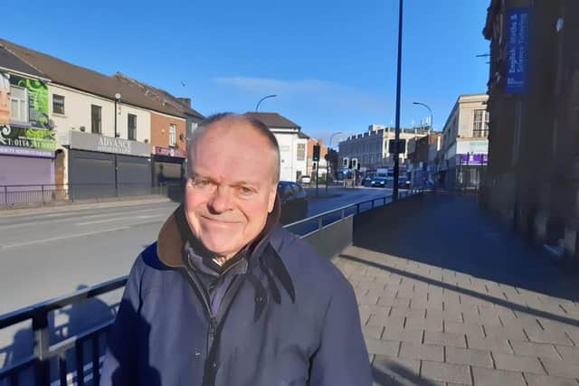 MP Clive Betts on Attercliffe Road. He believes once people start moving in local business will improve, new ones will open and they will all grow in tandem.