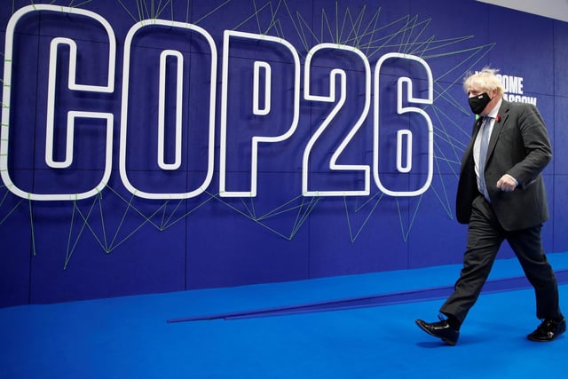 Prime Minister Boris Johnson returned to the Cop26 summit at the Scottish Event Campus (SEC), where countries are meeting for the latest round of UN talks to drive action on averting dangerous climate change. Photo credit: Phil Noble/PA Wire