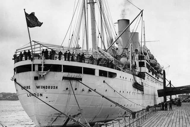 The British liner 'Empire Windrush' at port.  (Photo by Douglas Miller/Keystone/Hulton Archive/Getty Images)