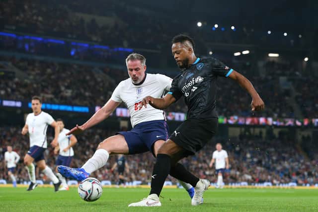 Patrice Evra and Jamie Carragher who played in the Soccer Aid for Unicef 2021 match will make their return this year. (Photo by Alex Livesey/Getty Images)