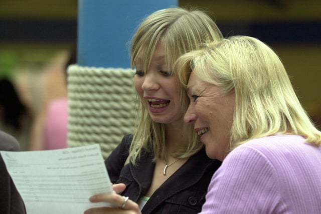 Havant College students receive their A level results - Jo Pennick celebrates her 4 A's with mum Lynn Smith in 2006. Picture: Jonathan Brady 063601-35