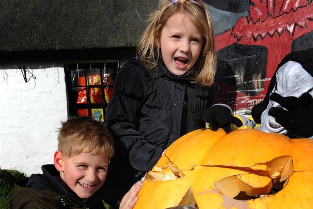 Jack Storm (6) and Chloe Wakenshaw (5) both from Berwick enjoying the halloween trail around Ford and Etal in 2013.