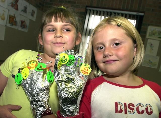 Children at Woodlands Library. The theme for their Summer activity event was aliens at your fingertips. 2002.