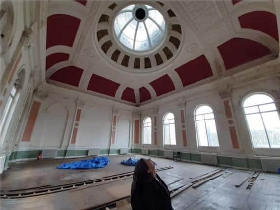 The impressive glass-domed hall inside Canada House in Sheffield city centre, which as Harmony Works will house music teaching and performance spaces. Picture: LDRS