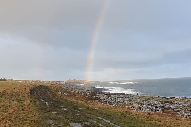 A symbol of hope over Dunstanburgh taken from the south of Craster.